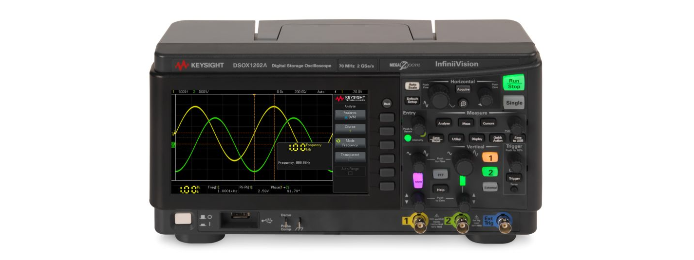 DSOX1202A 示波器：70/100/200 MHz，2 个模拟通道